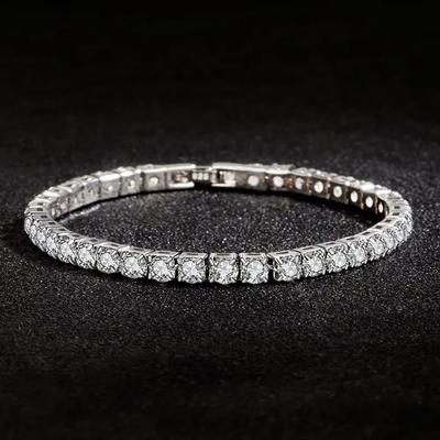 925 Sterling Zilveren Sieraden 4MM Tennis Armband Ingelegd met Zirkonia, Luxe Banket Verlovingsfeest Cadeau voor Vrouwen