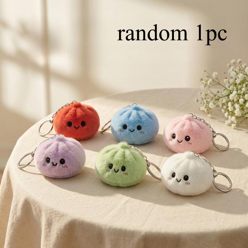 Funny Dumplings Keychains Simulated Dumpling Keyring Stress Relief Keychain for Bag Backpack Accessories Hanging Ornament