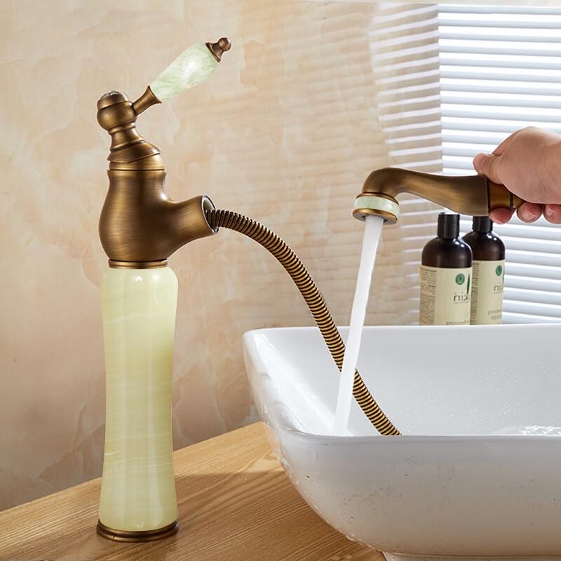 Antique Celadon Jade Pull-Out Hot & Cold Faucet