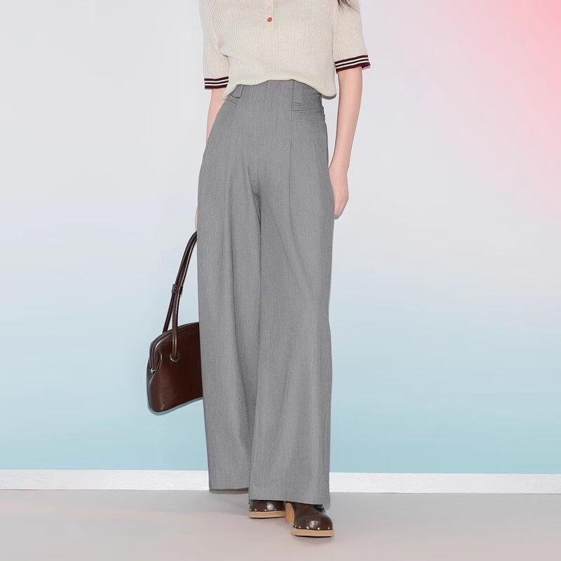 Basic House Women's High-Waisted Pleated Wide-Leg Trousers