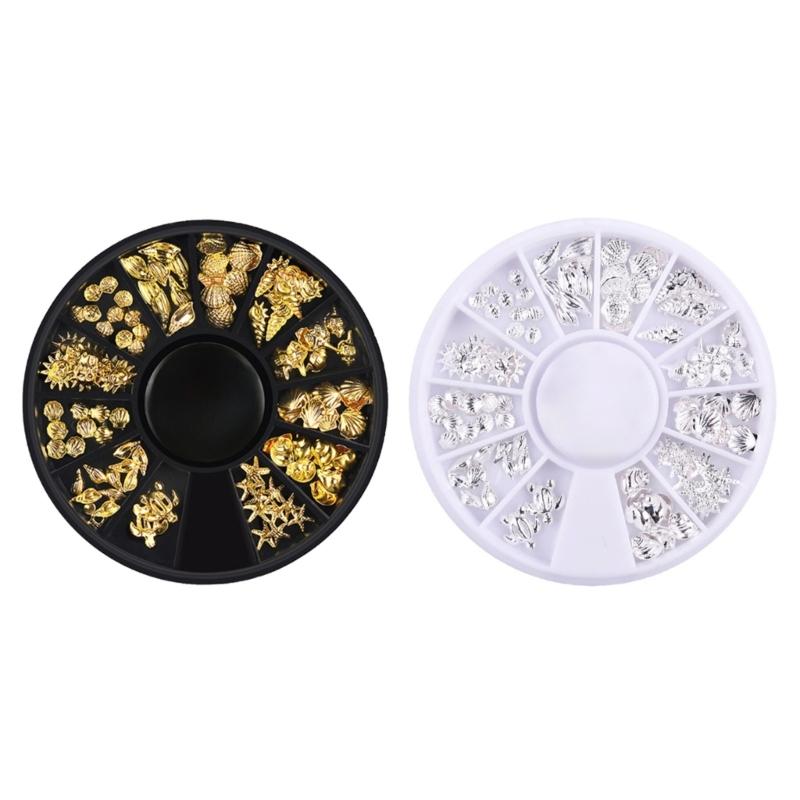 Summer Nail Art Sequins Glitter Nail Art Decals 3D Metal Frame for Shell Sea Starfish Studs on Nails DIY Charm Jewelry 1