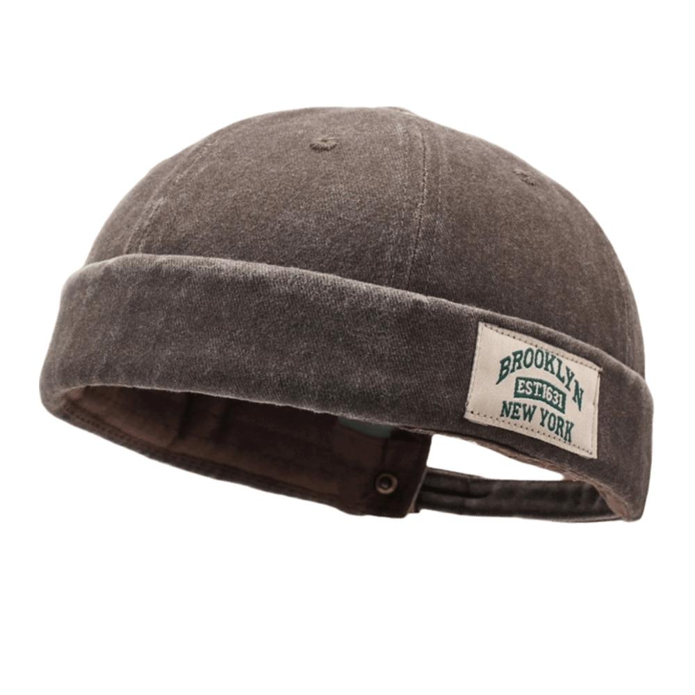 Unisex Washed Denim Melon Skin Hat Solid Color Dome Beanie Hat Brimless Adjustable Street Hat Outdoor