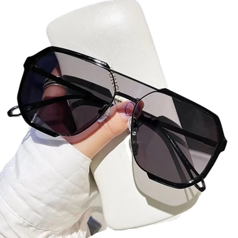 Brown Glasses, Women'S Myopia Sunglasses, With Degree, Large Face, Men'S Driving Photosensitive Color-Changing Anti-Blue Flat Glasses