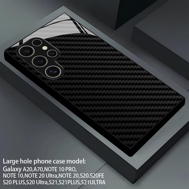 Carbon Fiber Pattern 2D Phone Case for Samsung S26 S25 S24 S23 S22 S21 S20 A55 A54 Tempered Glass Protective Cover