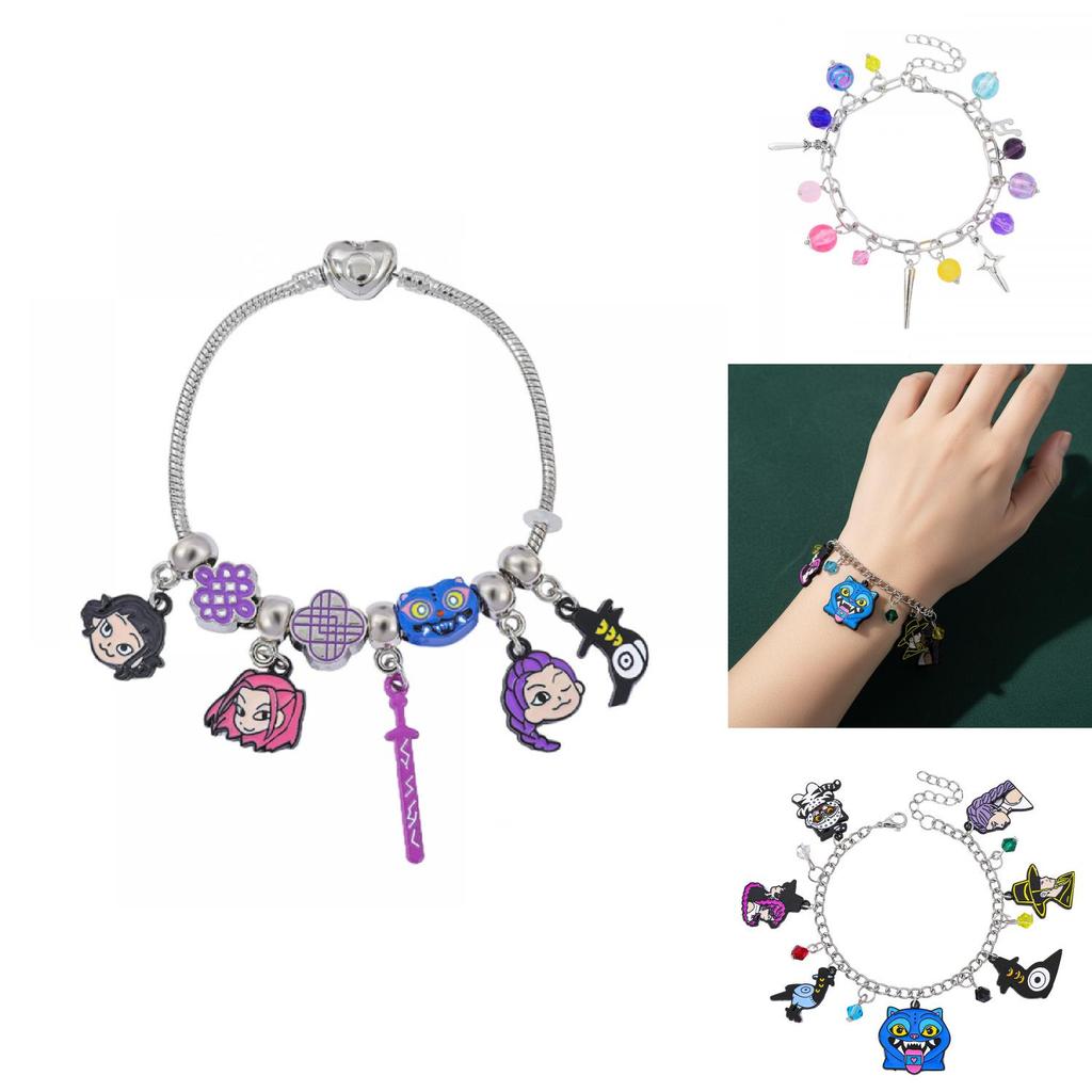 Kpop Demon Hunters Cartoon Jewelry Bracelet With Zinc Alloy Dangle For Women And Men