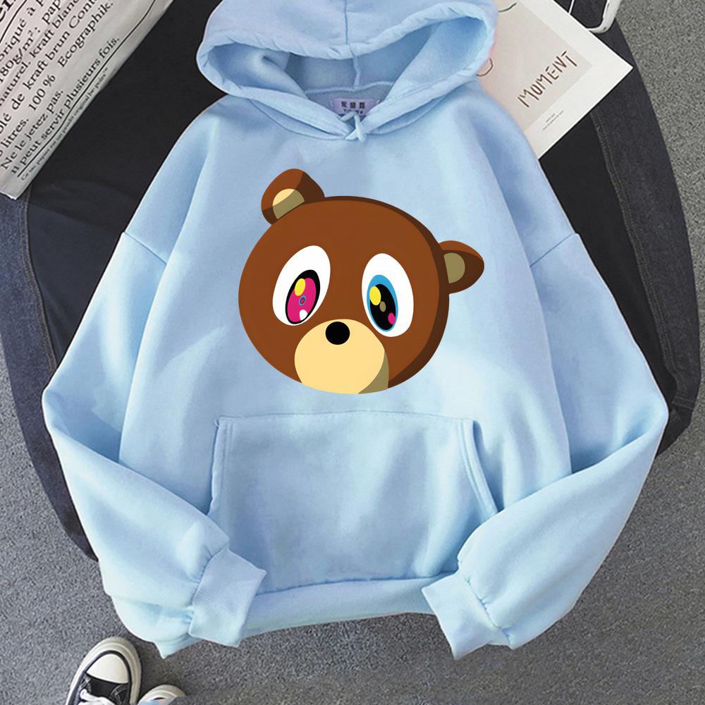 Kanye West Cartoon Tops Popular Characters Print Hoodies Male Fashion Street Sweatshirts Autumn Casual Fleece Hooded Pullovers
