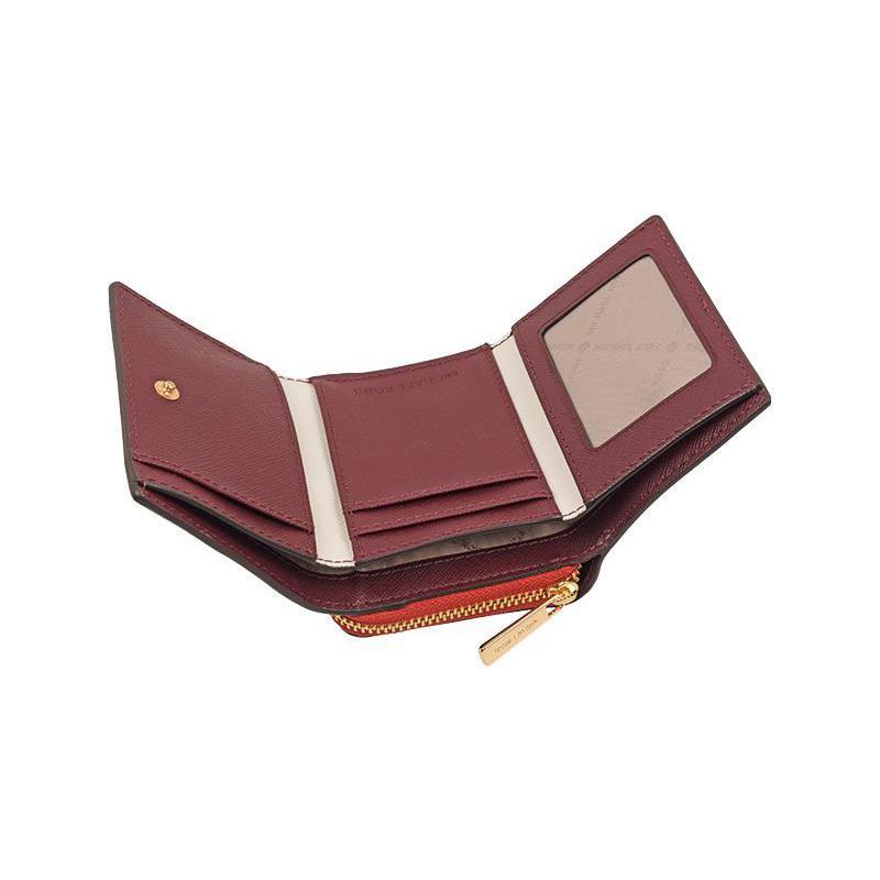 Michael Kors Front Logo Fashion Leather Folding Wallet Mini Women's Red