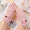 Warm Gloves for Women In Autumn and Winter Cute Waffle Driving Cold Proof Plus Velvet Thickened Outdoor Riding Touch Screen Gloves