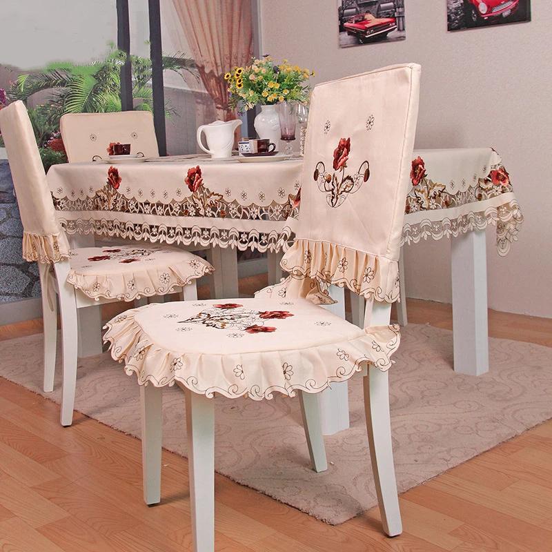 Luxury Hollow Embroidered Tablecloth Table Runner Fabric Dining Table Cloth Chair Cushion Tea Table Cover Elegant Table Decor