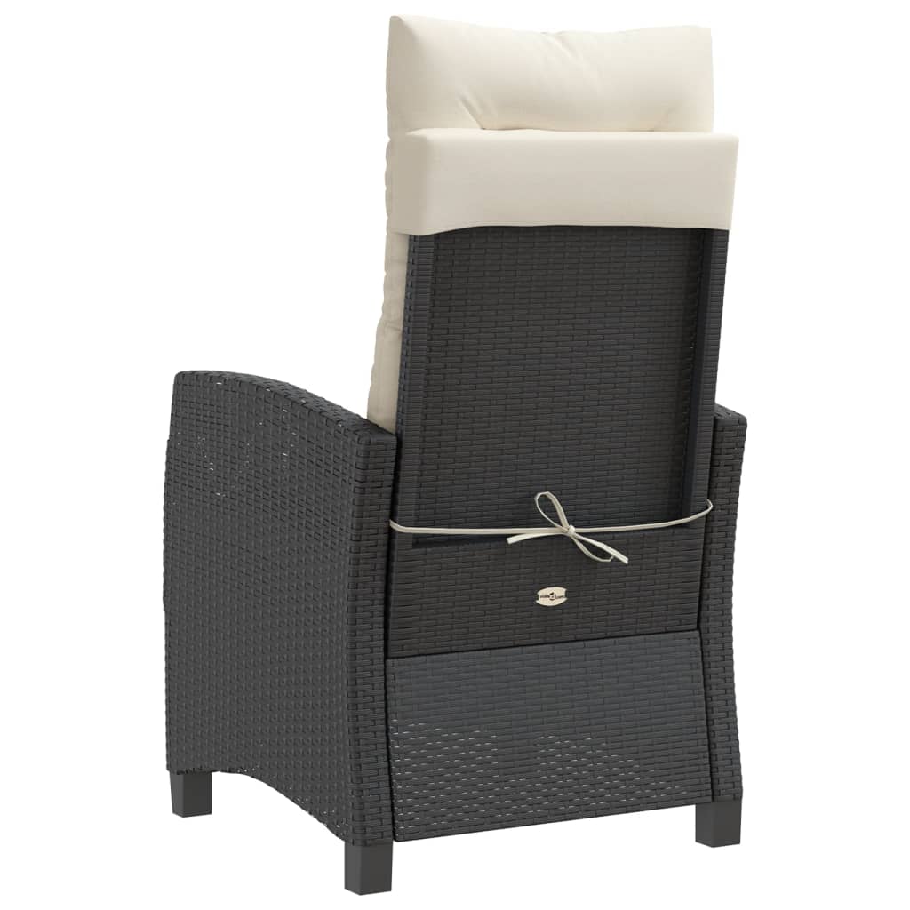 Vidaxl Folding Garden Chairs, 2 Pcs, Cushions, Black Rattan Pe