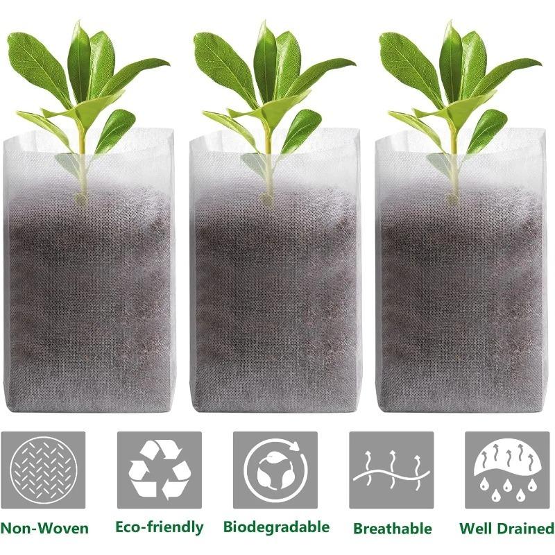 100PCS Breathable Plant Nursery Bags Biodegradable Grow Pots Fabric Seedling Containers Home Gardening Essentials