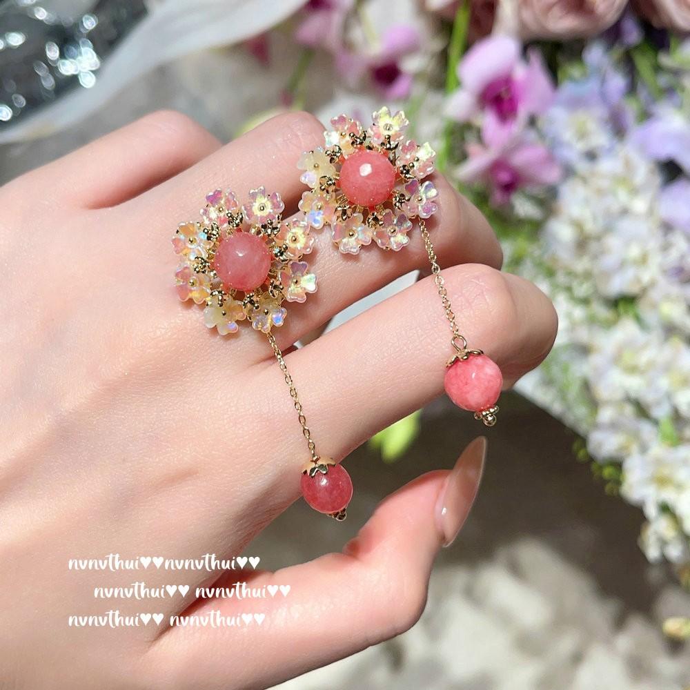 Flower Fairy Crystal Butterfly Pearl Earrings, Conch Beads, Pink Crystal Love Pearl Necklace, Brooch