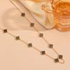 Four leaf clover stainless steel small flower double-sided shell pendant necklace