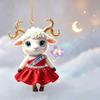 Shining 2D Flat Rhinestone Embossed Goat Pendant Bag Charm Christmas Tree Ornament