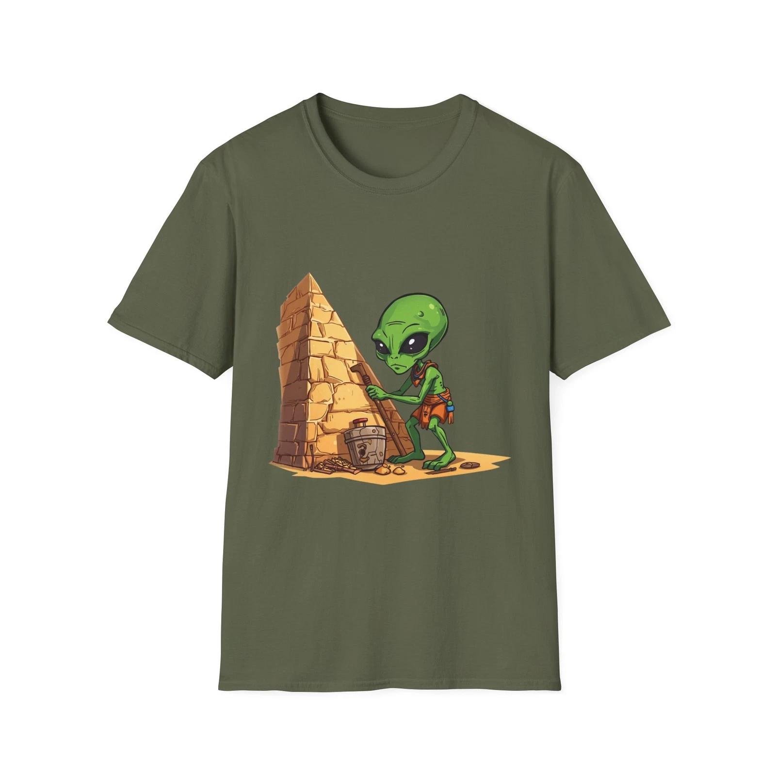 Alien Pyramid Building Children s Children s T Children s T-shirt | Pyramid Dig Cartoon Extraterrestrial 140