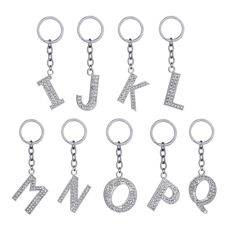 Fashion Charm 26 English Letters A-Z Alphabet Keychains Car Bag Crystal Rhinestones Alloy Name Key Chains Jewelry