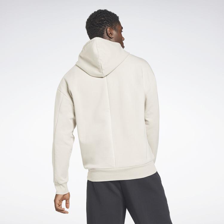 Reebok Solid Color Hooded Pullover Sweatshirt Men tops White HB7225