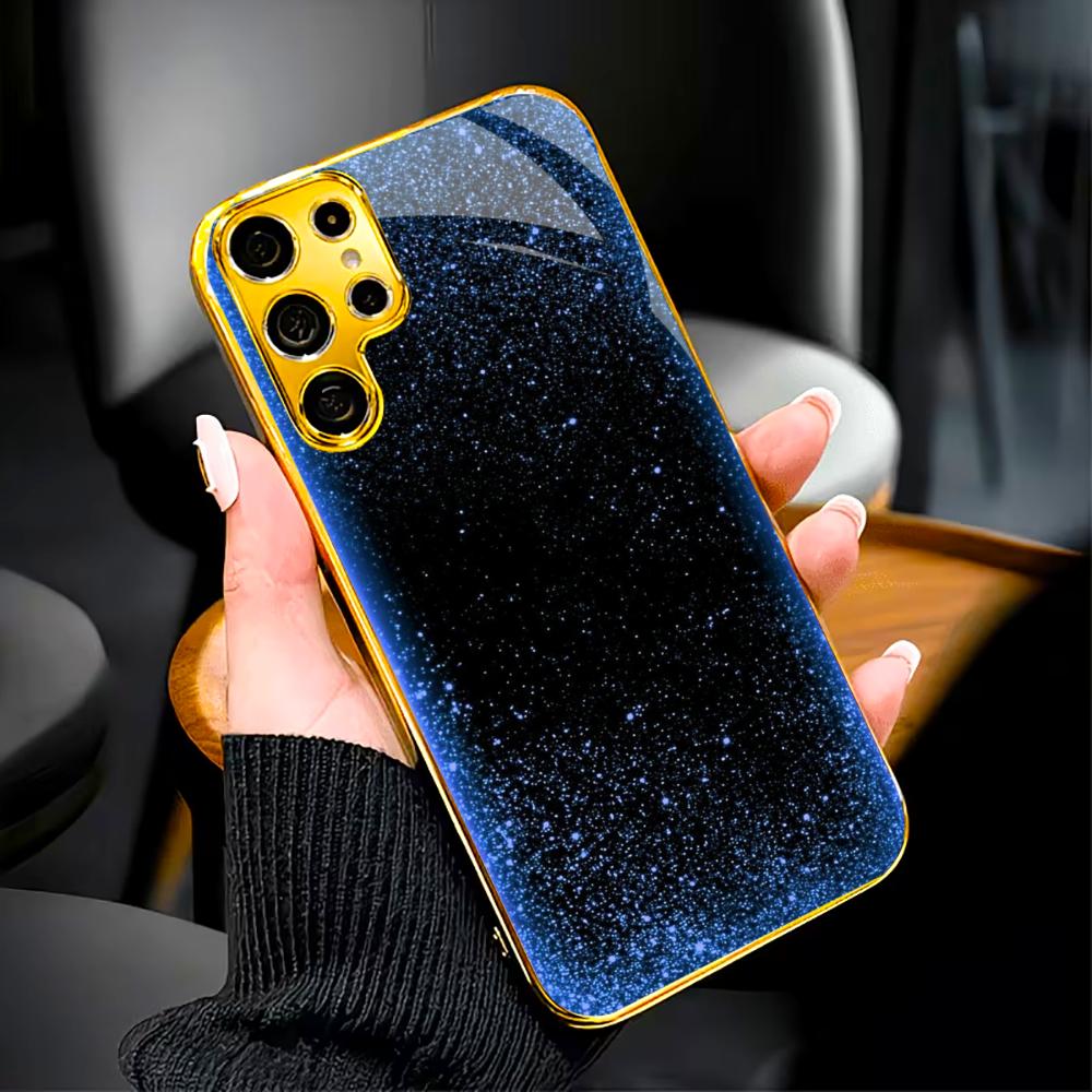 Blue Gold faddish cellphone new Bestseller model PhoneCase Glass PhoneCase for Samsung Galaxy S26 S25 S24 S23 S22 FE,Ultra,Plus