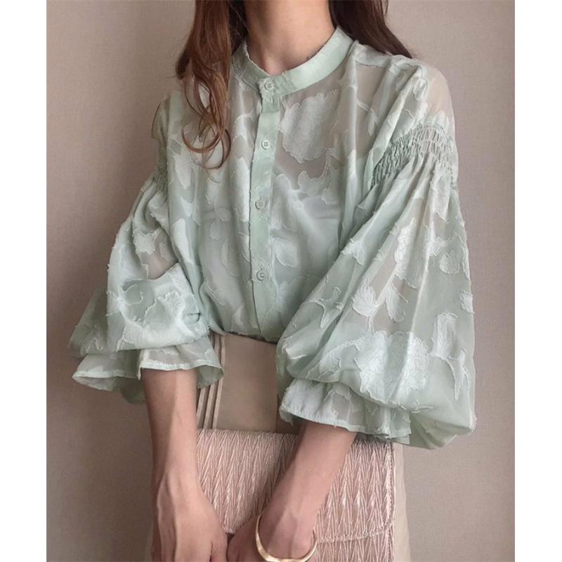 Korean-Japanese Style Reversible Stand Collar Sheer Long Sleeve Sun Protection Shirt