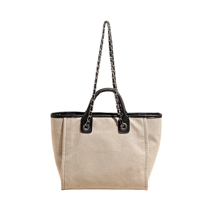 European and American canvas bag women 2025 new bucket bag handbag shoulder bag messenger bag chain bag tote bag