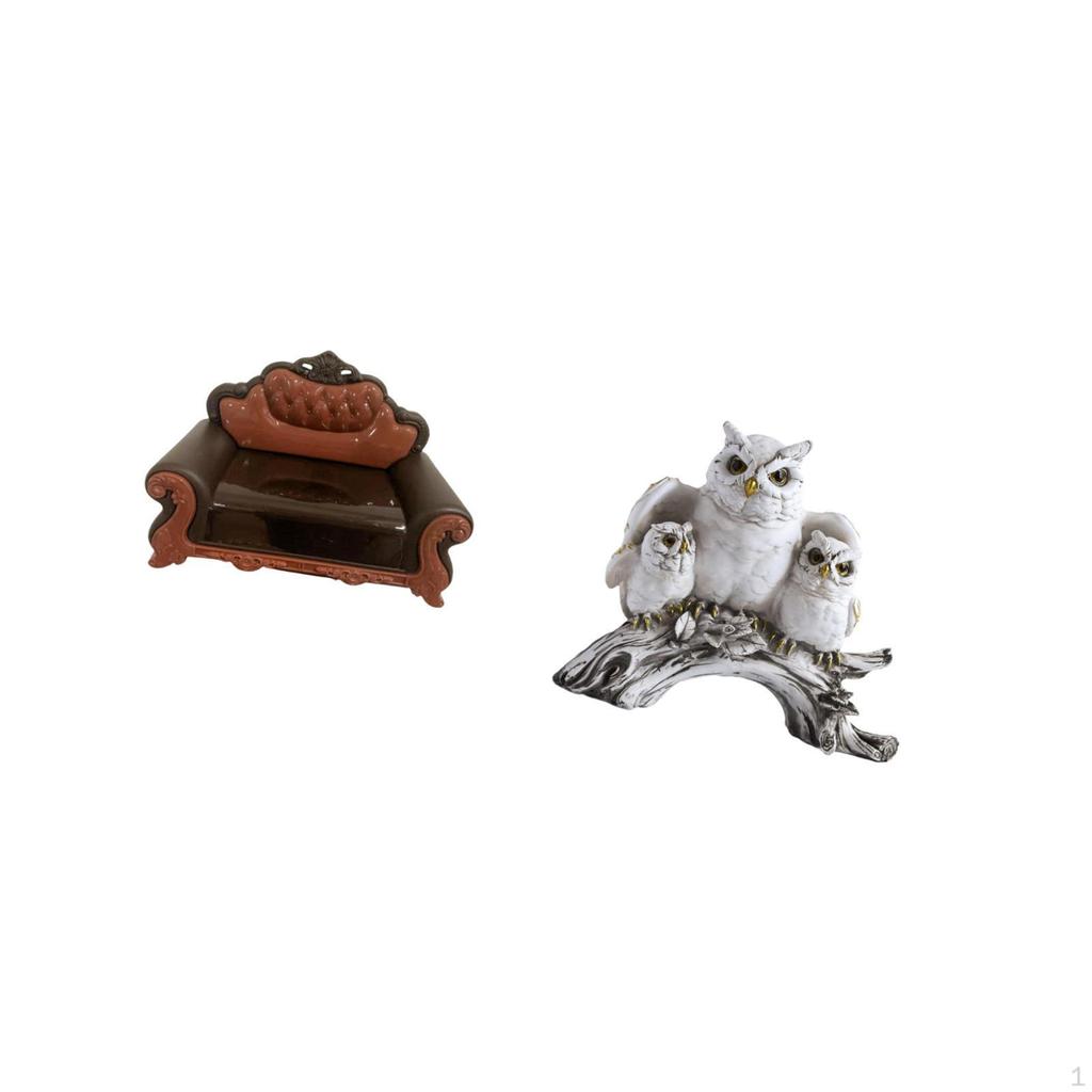 Miniature Owl Sofa Chair Model DIY Accessory Animal Sculpture Tabletop Ornament Modern Furniture
