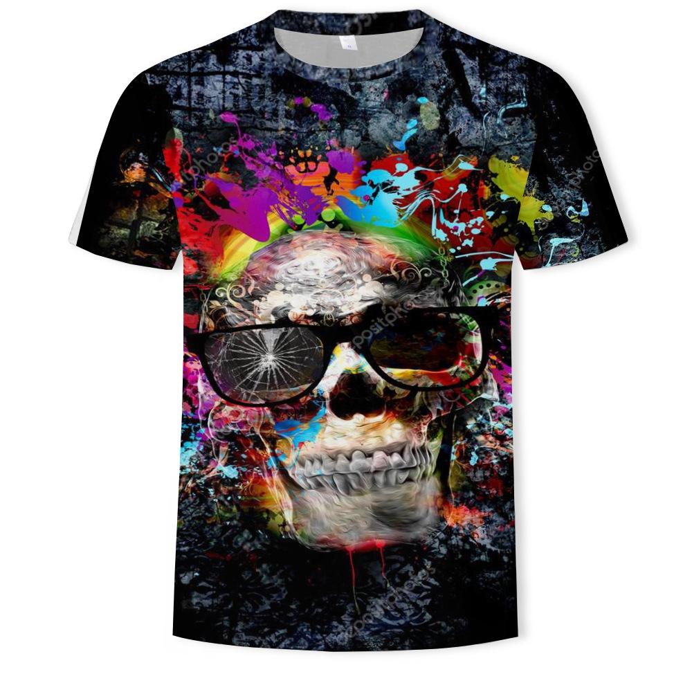 New Skull 3D Digital Printed Casual Men's Short Sleeved T-shirt