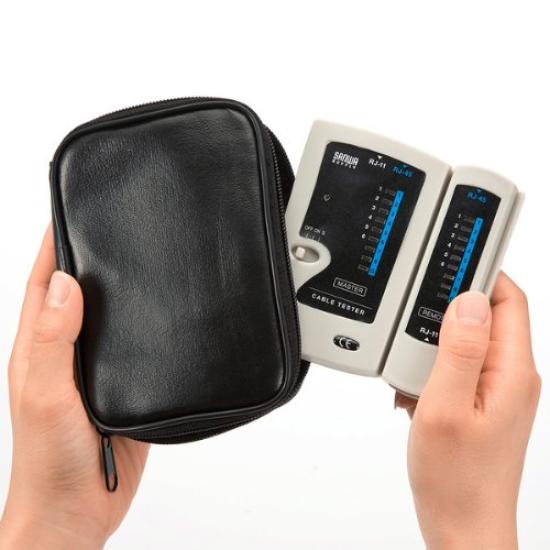 SANWA SUPPLY Cablu LAN Verifică Conexiunile și Compatibil cu Cabluri UTP și STP cu Conectori RJ45 și Cabluri Modulare cu Tester, Întreruperi, RJ-11