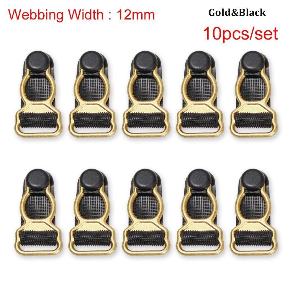 10pcs New 10/12mm Corset Leg Garter Belt Clip Plastic Black Suspender Ends Hooks Lightweight Suspender Clips