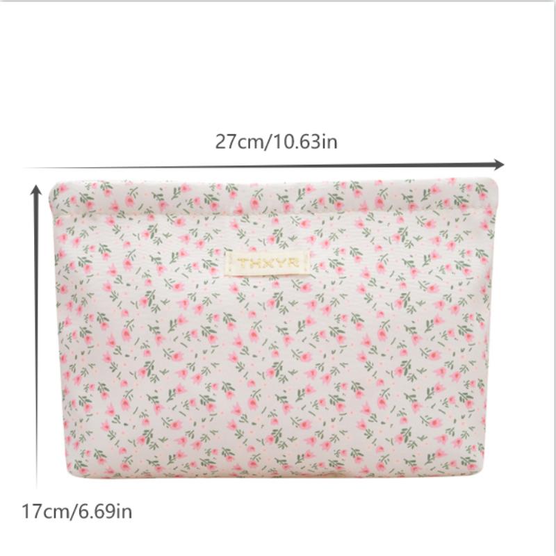 Cute Floral Black White Stripes Cosmetic Bag Large Capacity Travel Portable Girl Makeup Storage Bag Toiletry Bag Clutch Bag Gift