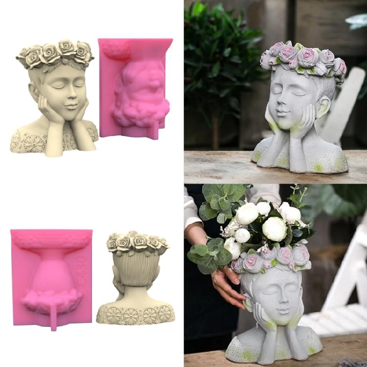 Wreath Girls Pen Holder Pot Mold Succulent Planter Silicone Mold for DIY Decor