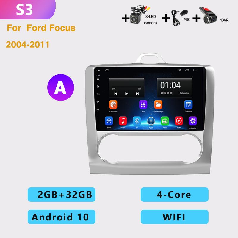 2din 9 Inch 8G+128G Android10 Car Radio Multimedia Carplay Auto GPS Navigation DSP For Ford Focus EXI MT 2 3 Mk2 2004 -2011