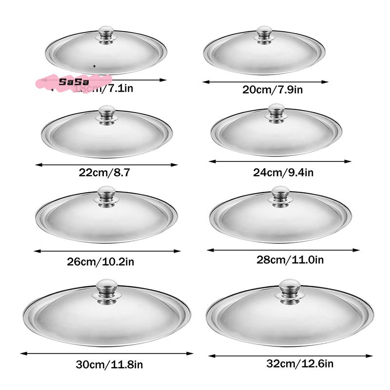 1PC Universal Stainless Steel Round Pot Lid Smooth Edge 10-32cm Frying Pan Cover Dishwasher Safe for Skillet Wok Pot