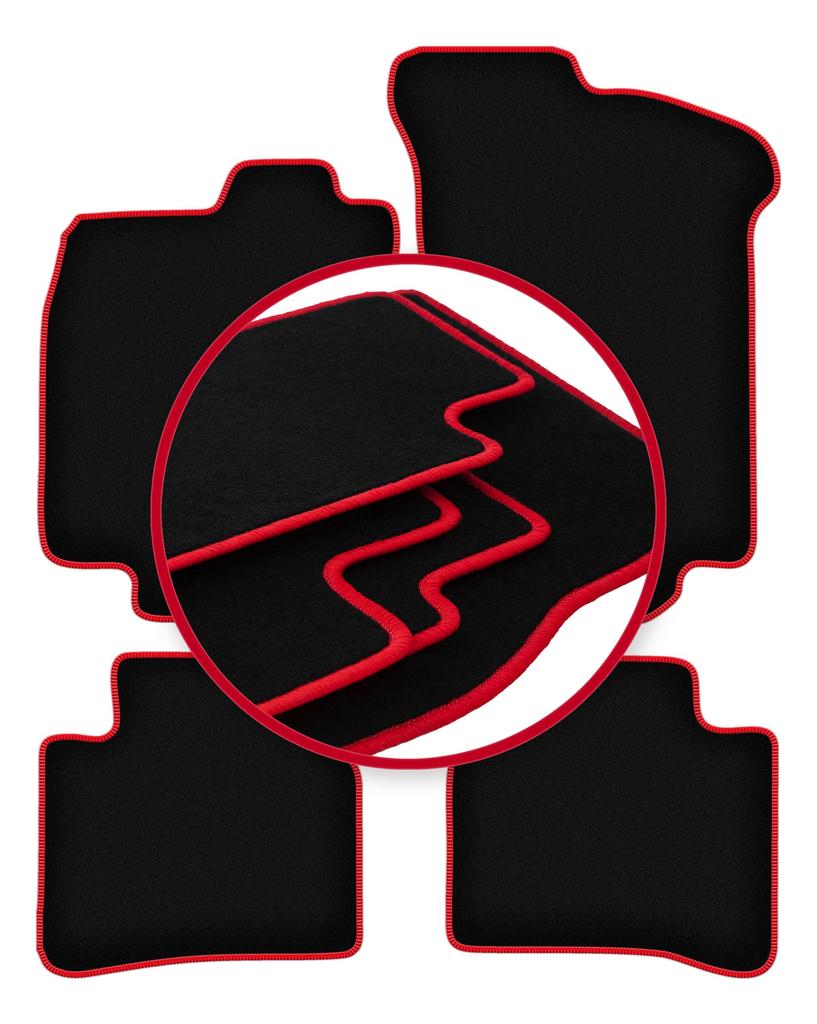 Velours-Fußmatten mit rotem Rand für: Fiat Tempra Kombi, Limousine (1990-1999)