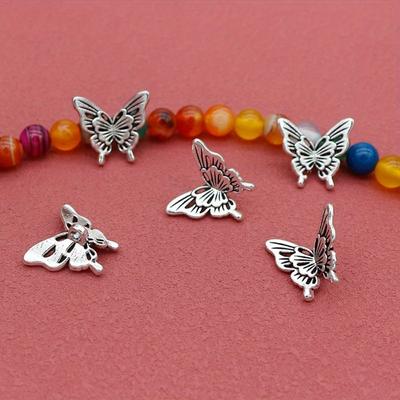 10PCS Silver Butterfly Accessories DIY- Necklace Pendant, Bracelet Bead Decoration, Party Jewelry Decoration Gift
