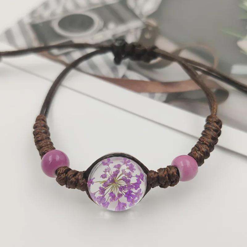 Starry Sky Dried Flower Glass Bracelet for Girlfriends, Couples & Students