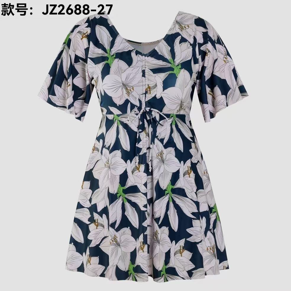 New Swimsuit Women Soak In Hot Spring Fat Mm Plus Size Fat Girl Conservative Belly Cover and Thin Flat Angle Fat Floral One-piece Swimsuit