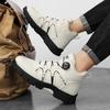 Herren Winter Fleece-gefütterte High-Top Baumwollschuhe Drehschnalle Trendiger Britischer Stil Martin Stiefel.