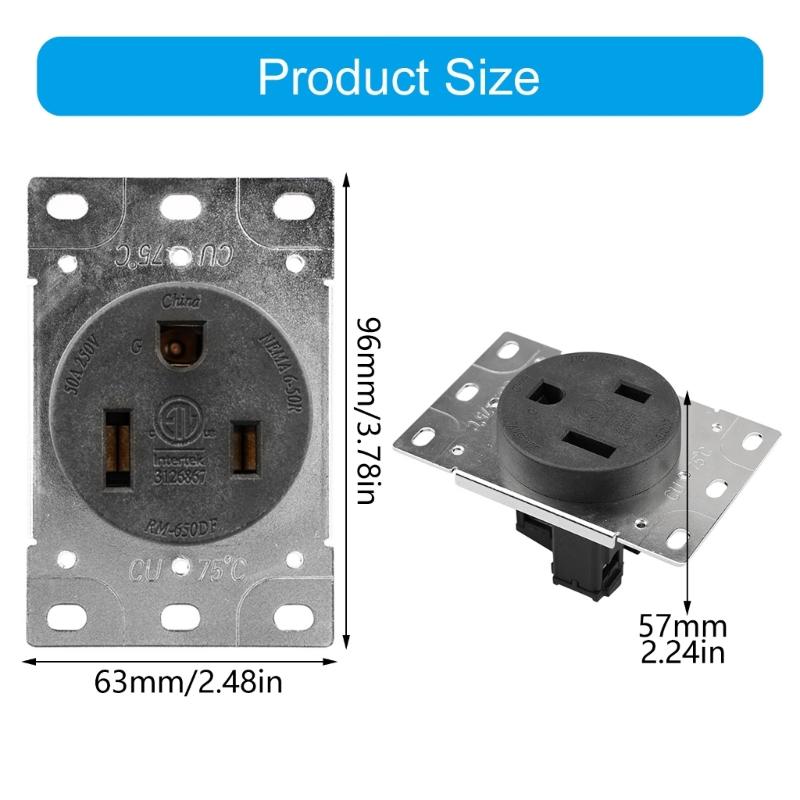 50A 250V RM 650DF NEMA 6 50R Outlet with Corrosion Resistant Construction for Industrial and Residential Use