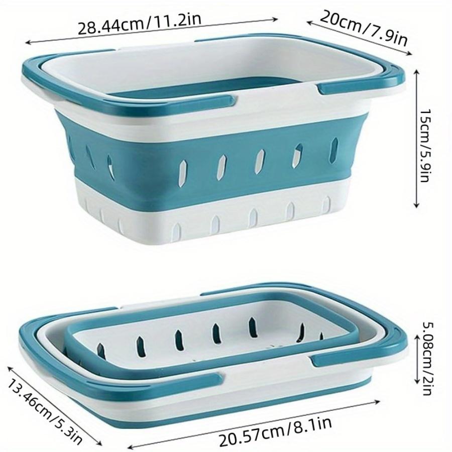 Collapsible Plastic Storage Basket with Handles - Multipurpose Organizer for Bathroom, Kitchen, Dorm & Gym
