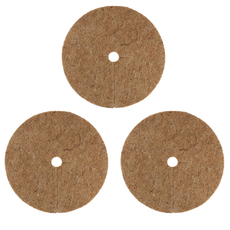 3PCS Coconut Fiber Mulch Ring Tree Plant Protector Mats Disc Plant Covers for Indoor Outdoor Plants Landscaping