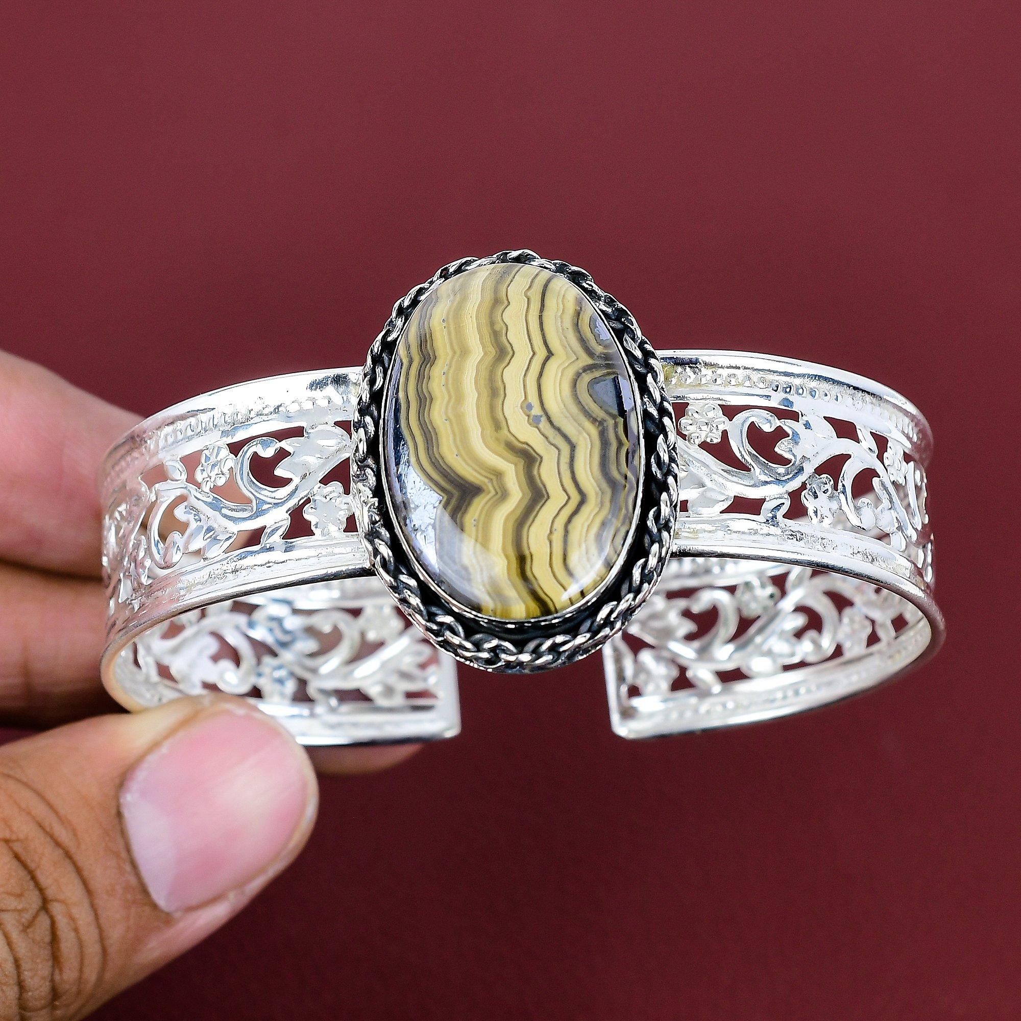 Schalenblende cuff bracelet real gemstone jewelry handmade dainty bangle 925 sterling silver cuff bracelet adjustable bangle gifts for women Adjustable