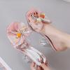 Liyke Transparent Slippers For Women Summer Fashion Green Butterfly -Knot Designer Sandals Clear Heels Size 46 Female Shoes