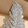 Feather Design Brooch Pin for Women, Rhinestones Inlaid Brooch Pin for Dress, Coat, Shawl, Versatile Accessory for Mother, Wedding