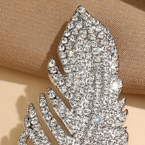 Feather Design Brooch Pin for Women, Rhinestones Inlaid Brooch Pin for Dress, Coat, Shawl, Versatile Accessory for Mother, Wedding