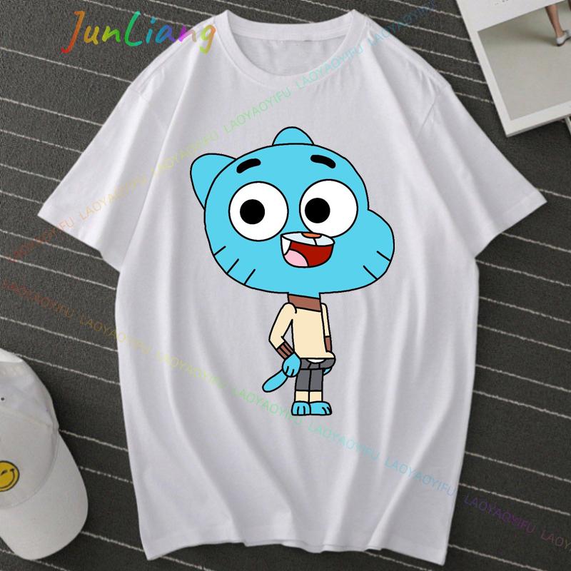 Gumball Und Darwin Cartoon Animation Unisex T-Shirt Y2k Kleidung Kurzarm T-Shirt Lustig