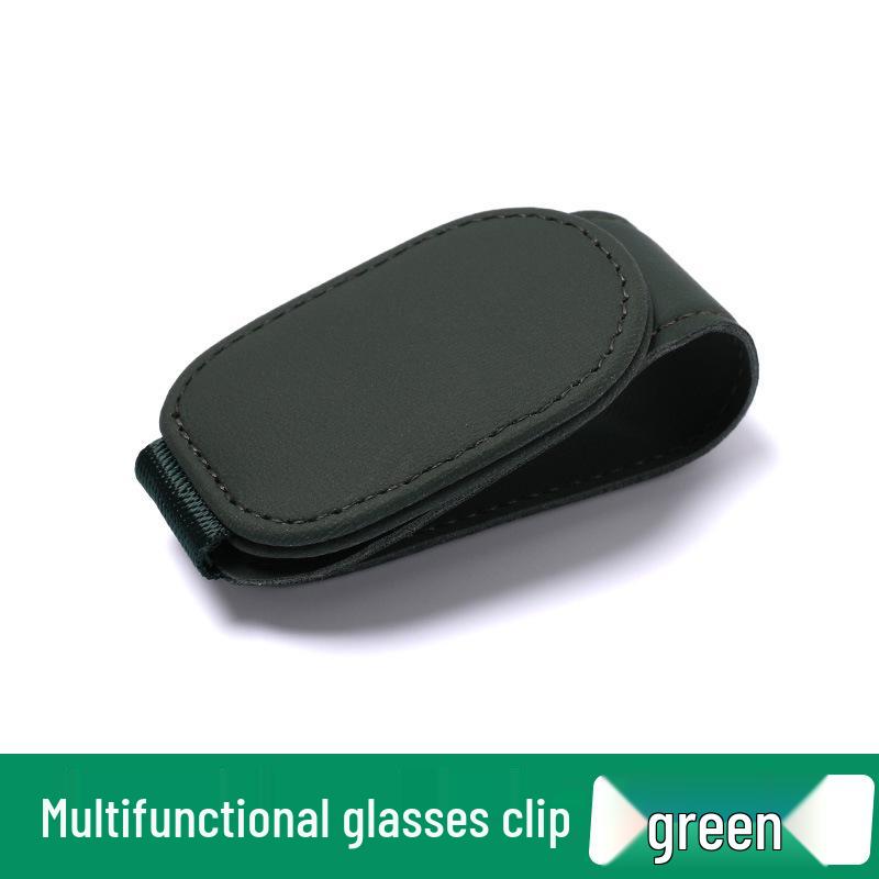 Multi-Function Leather Car Visor Storage Clip for Sunglasses and Cards