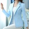 Women Blazer Office Lady  Elegant Slim Notched Women Blazers and Jackets Button Long Sleeve Solid Work Female Blue Suit Coat