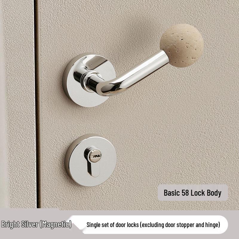 Antique Travertine Door Handle Set: Magnetic Silent Lock for Modern Interior Doors