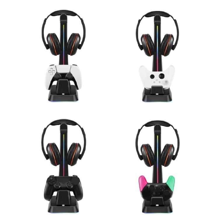 Gaming Accessory for Gamepad Controller Charging Dock Station with Headphone Holder Charging Stand Base