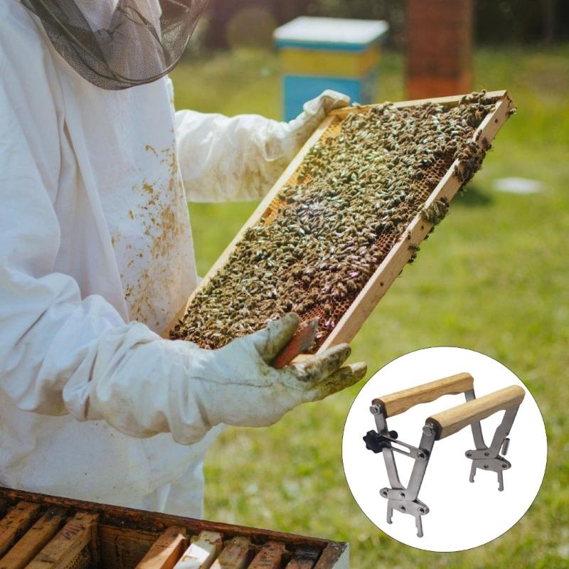 Professional Beekeeping Tool Stainless Steel Frame Holder With Comfortable Wood Handle For Beekeepers Apiary Maintenance